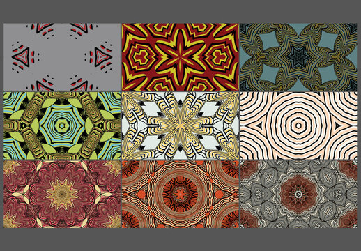 Seamless Pattern Collection with Mandala Ethic Motif