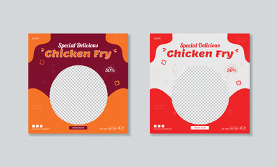 Food menu restaurant business marketing social media post or web banner template design with instagram food promotion banner template