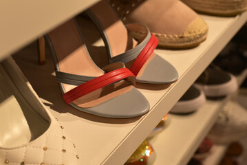 Women's sandals on the store shelf