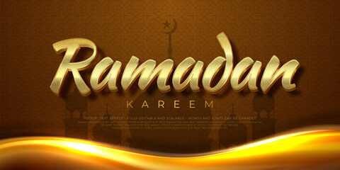 Realistic banner editable text effect ramadan kareem with decorative islamic greeting