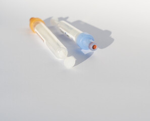 Test tubes in laboratory isolated on a white background.
