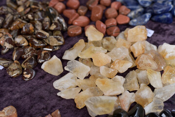 Multi-colored natural stones. Gems. Decorations