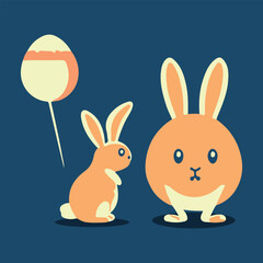 Flat Easter bunny collection Happy rabbit illustration