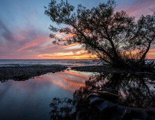 sunset over the river