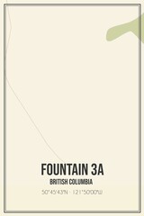 Retro Canadian map of Fountain 3A, British Columbia. Vintage street map.