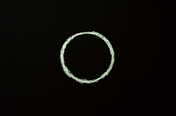 green chalk drawn circle on blackboard