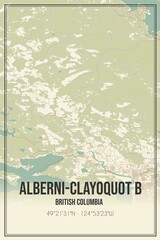 Retro Canadian map of Alberni-Clayoquot B, British Columbia. Vintage street map.
