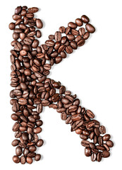 Alphabet letter of Brazilian black coffee beans