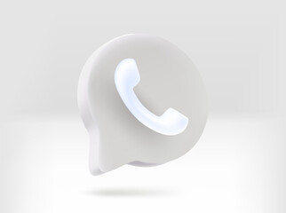 Speech cloud with telephone tube sign. 3d vector isolated illustration