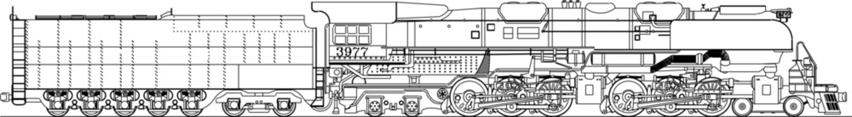 Detailed vector sketch of a western world classic railroad