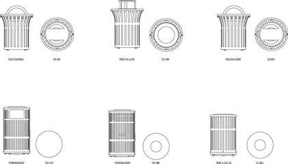 Household clean trash can illustration vector sketch