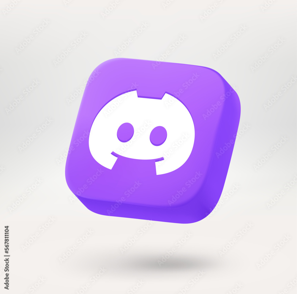 Poster button with white silhouette of cute cartoon face. 3d vector icon isolated on white background