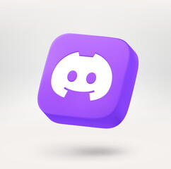 Button with white silhouette of cute cartoon face. 3d vector icon isolated on white background