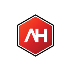 AH Initial Letter Hexagon Shape Logo Template