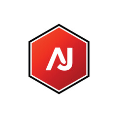 AJ Initial Letter Hexagon Shape Logo Template