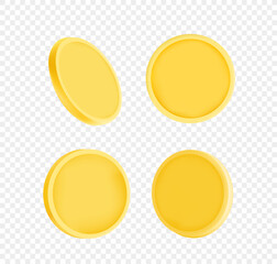 Golden coins collection.Vector 3d objects isolated on transparent background