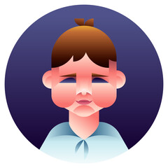Vector geometrical child face avatar. Flat trendy portrait