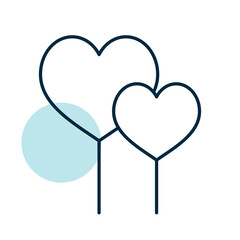 Two red heart lollipops vector icon