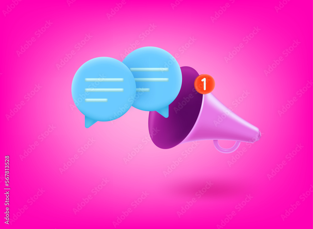 Aufkleber Loudspeaker with dialog concept. 3d vector illustration