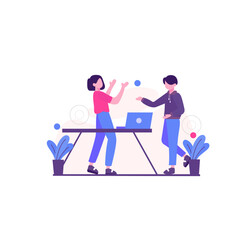 Business Concept: Flat Design of two Person Pointing at a laptop