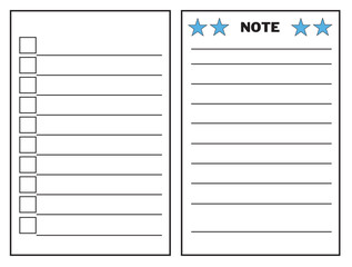 notebook and to-do list simple design. Template for agenda, planners, and checklists. Vector