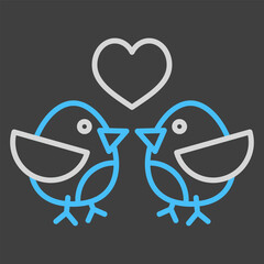 Love birds vector icon. Couple in love symbol
