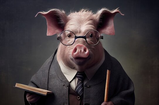 Pig Professor Ready And Prepared To Teach College Classes Generative AI