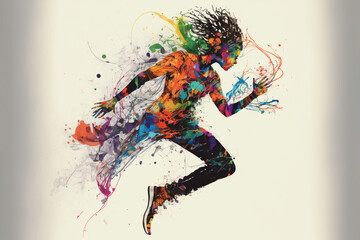 Fototapeta na wymiar Abstract painting of dancing person. Generative ai.