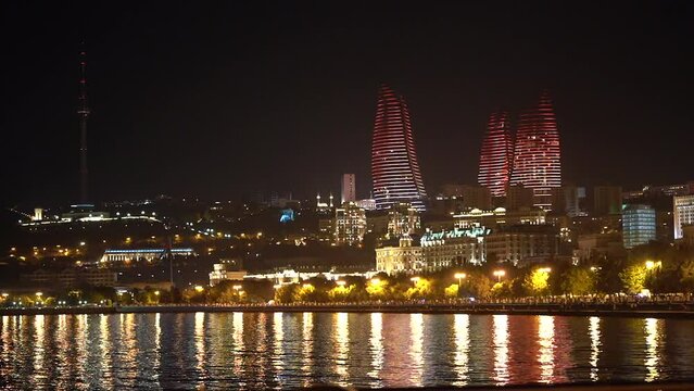 Baku City skyline at night