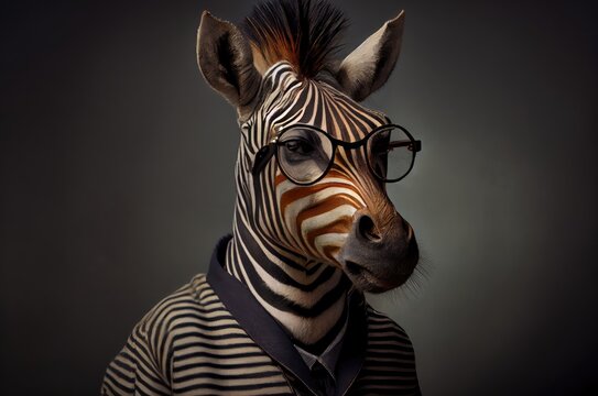 Zebra Professor Teacher Picture Portrait Generative AI