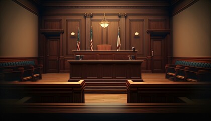 Empty courtroom advertisement template, empty space for text, advertisement banner