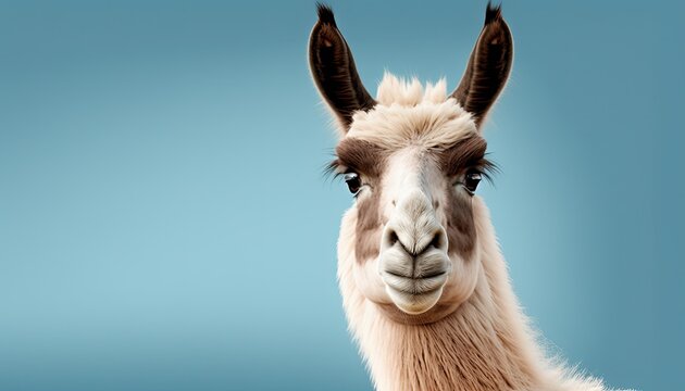 Wild liama advertisement template, empty space for text, advertisement banner (created with Generative AI)