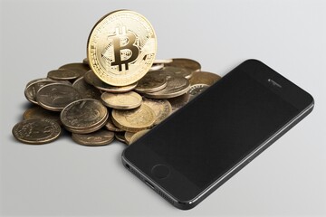 Blank screen phone and crypto coins
