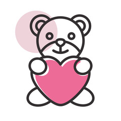 Teddy holding in the paws of big heart icon