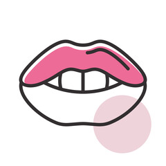 Woman lips icon. Female mouth shape with teeth