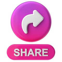 Share button. Share icon. 3D illustration.