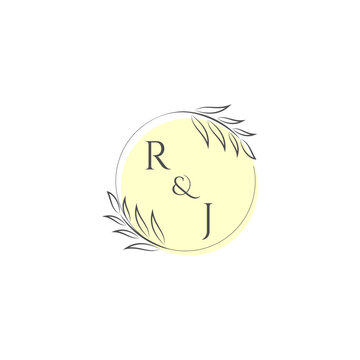 recommend clip art: RJ initial monogram wedding with creative modern circle line