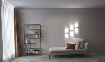 Modern interior background, living room, 3D render, 3D illustration