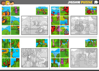 jigsaw puzzle game set with cartoon insects