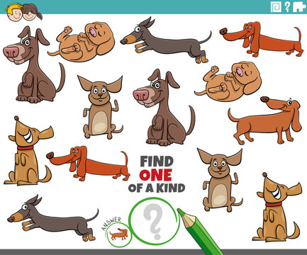 one of a kind task with funny cartoon dogs