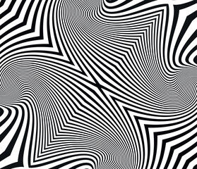 Line art optical .Wave design black and white. Digital image with a psychedelic stripes. Argent base for website, print, basis for banners, wallpapers, business cards, brochure, banner