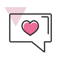 Text bubble with heart icon. Happy Valentines Day