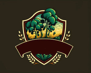 Naklejka premium logo for Shovel Leaf Farm Field. Creative Idea for Brand Company in the Fields of Agriculture, Harvest, Ecology, and Gardening, etc. Generative AI