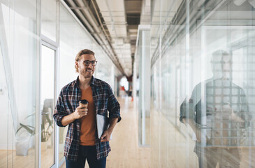 Millennial caucasian business man work in office