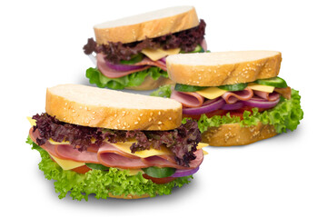 group of tasty sandwiches