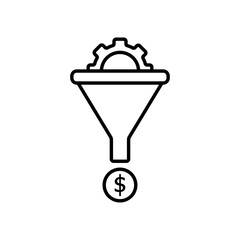 Sales funnel vector icon on a white background.