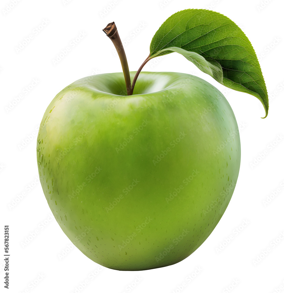 Canvas Prints green granny smith sour apple withe leaf isolated - Canvas Prints