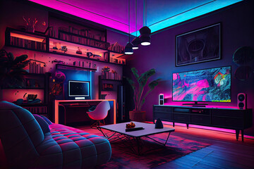 Gaming room for teenager, Generative AI