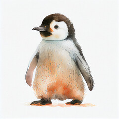 watercolor painting of cute penguin for kid on white background © เอกสิทธิ์ นูนทะธรรม