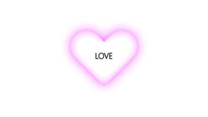 Pink outline of a heart with a love message on a transparent background. Animation of heartbeat background movement. Romantic background. Abstract romantic background. Wedding Love Valentine's Day